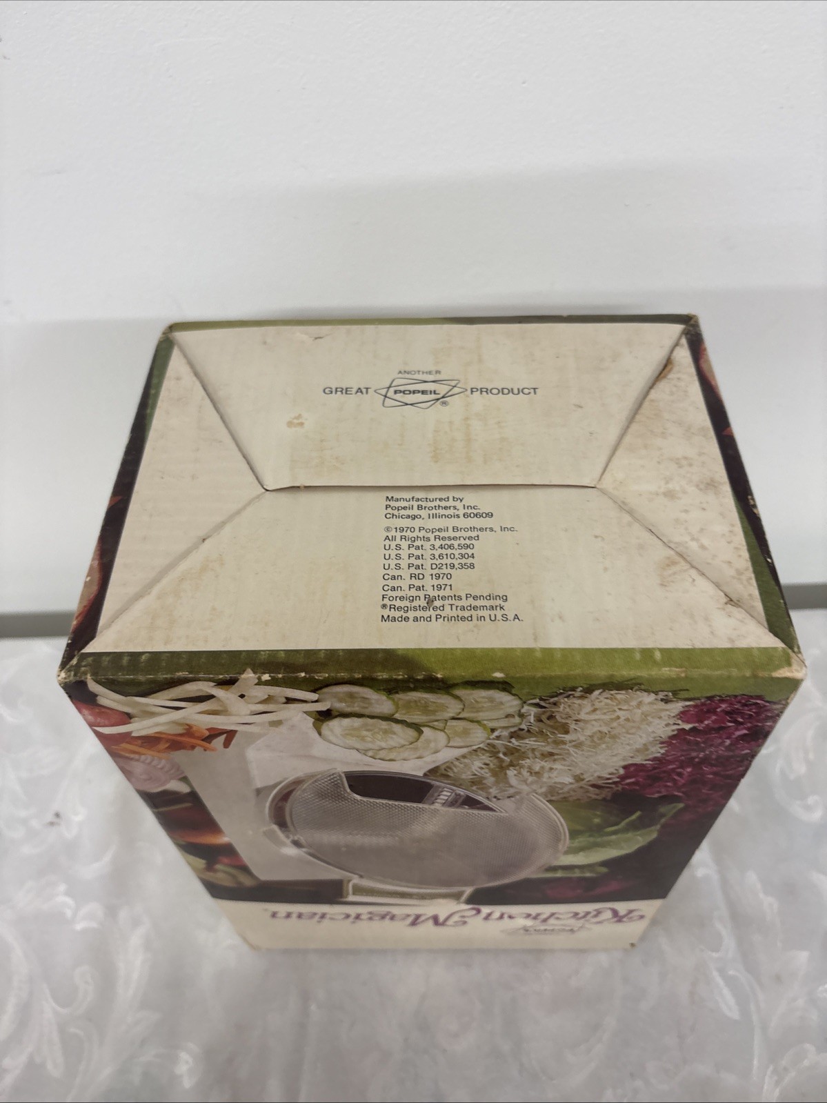 Vtg 1970 Popeil’s Kitchen Magician Food Cutter Slicer Shredder w/Original Box