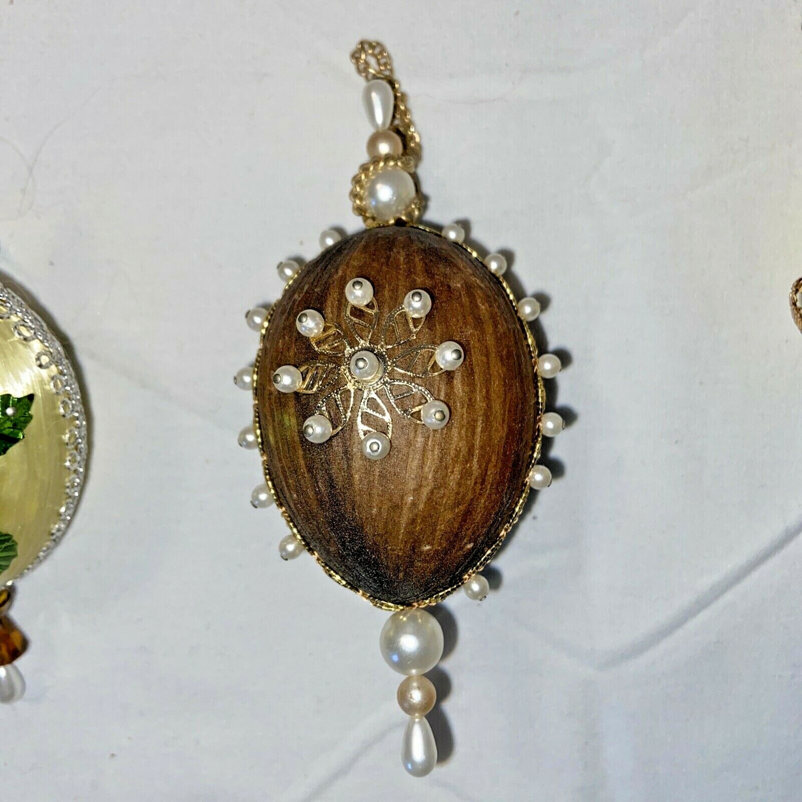 Vintage Christmas Easter Handmade Beaded Sequins 8 Push Pin Egg Ball Ornaments