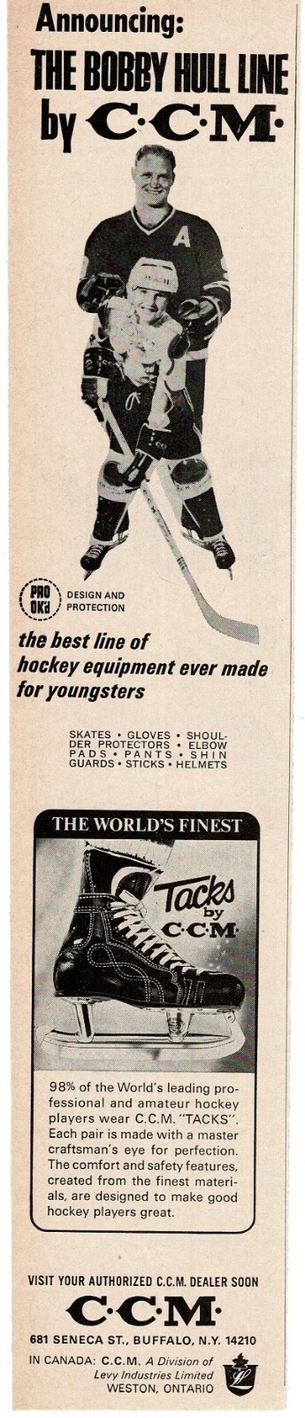 1968 CCM Tacks Ice Hockey Skates Vintage Print Ad