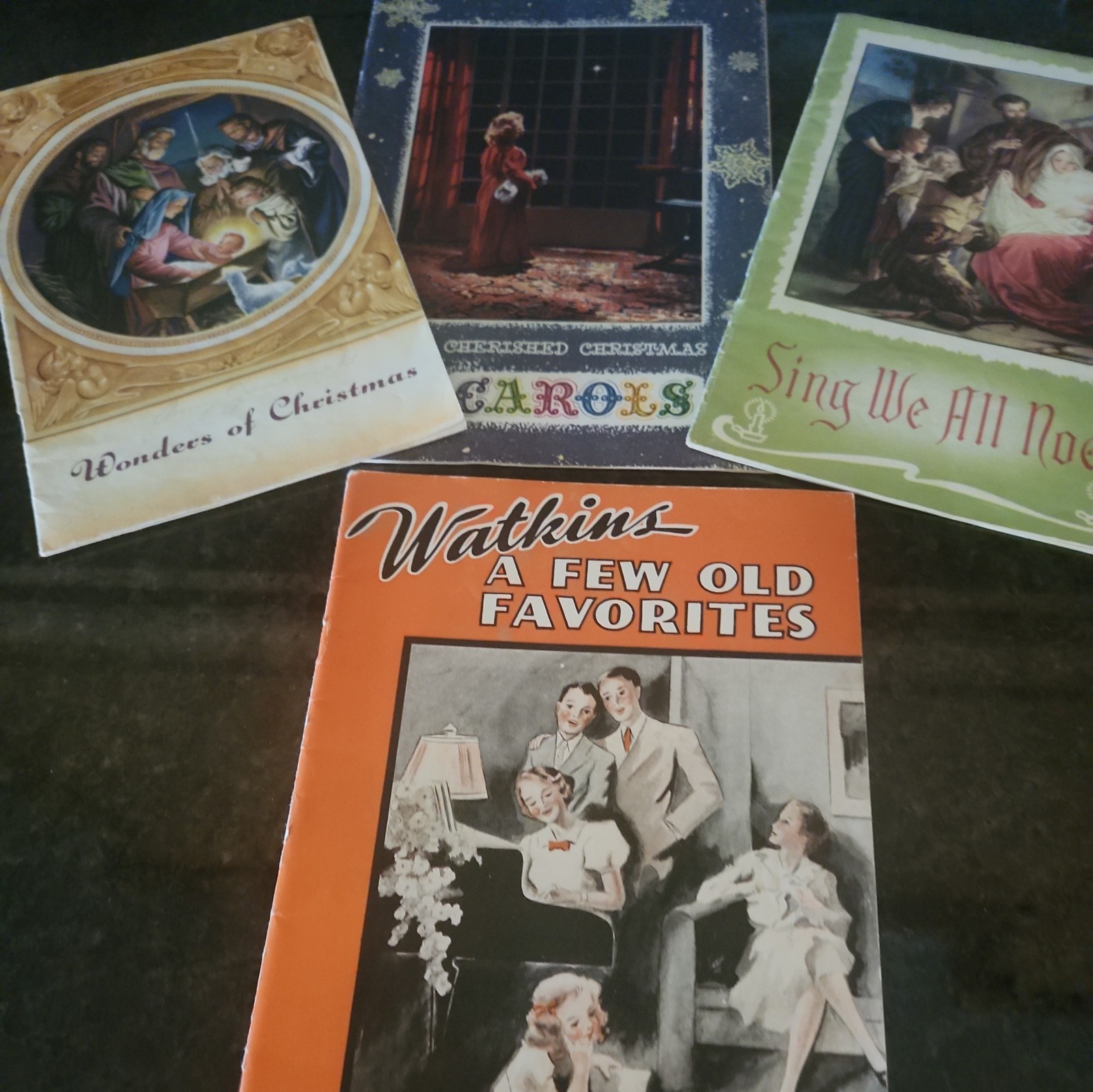 (3) Vintage 1950s Cherished Christmas Carols Booklets and (1) Watkins Favorites