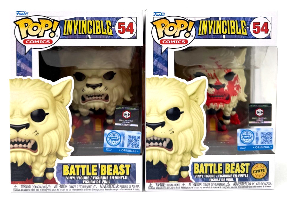 Funko Pop! Comics Invincible Battle Beast #54 CHASE & Common Set with Protectors