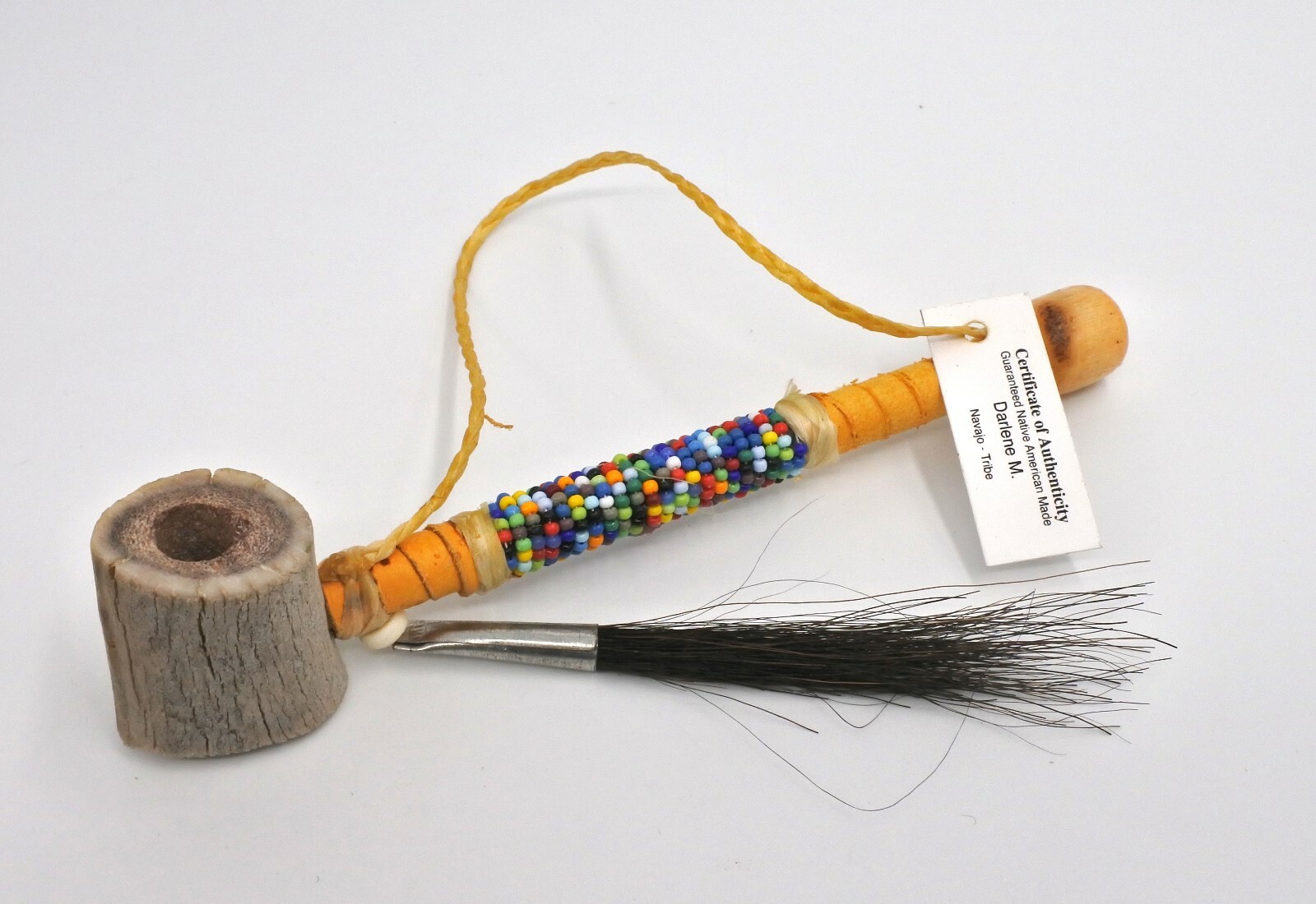 Native American Handcrafted ceremonial 6 inches Smokable Peace Pipe Multi Color