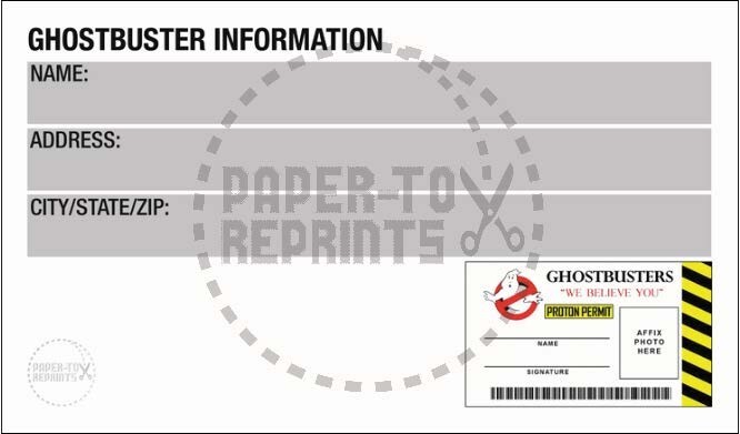 GHOSTBUSTERS IDENTIFICATION CARD – VINTAGE REPRINT