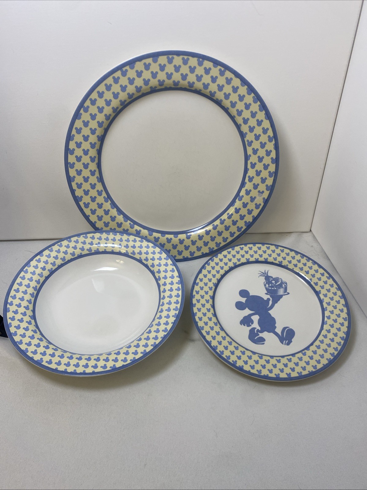 Disney Mickey Mouse Collectible Stoneware Dish Set of 3