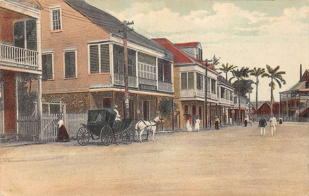Belize City Belize North Front Street Vintage Postcard AA85333