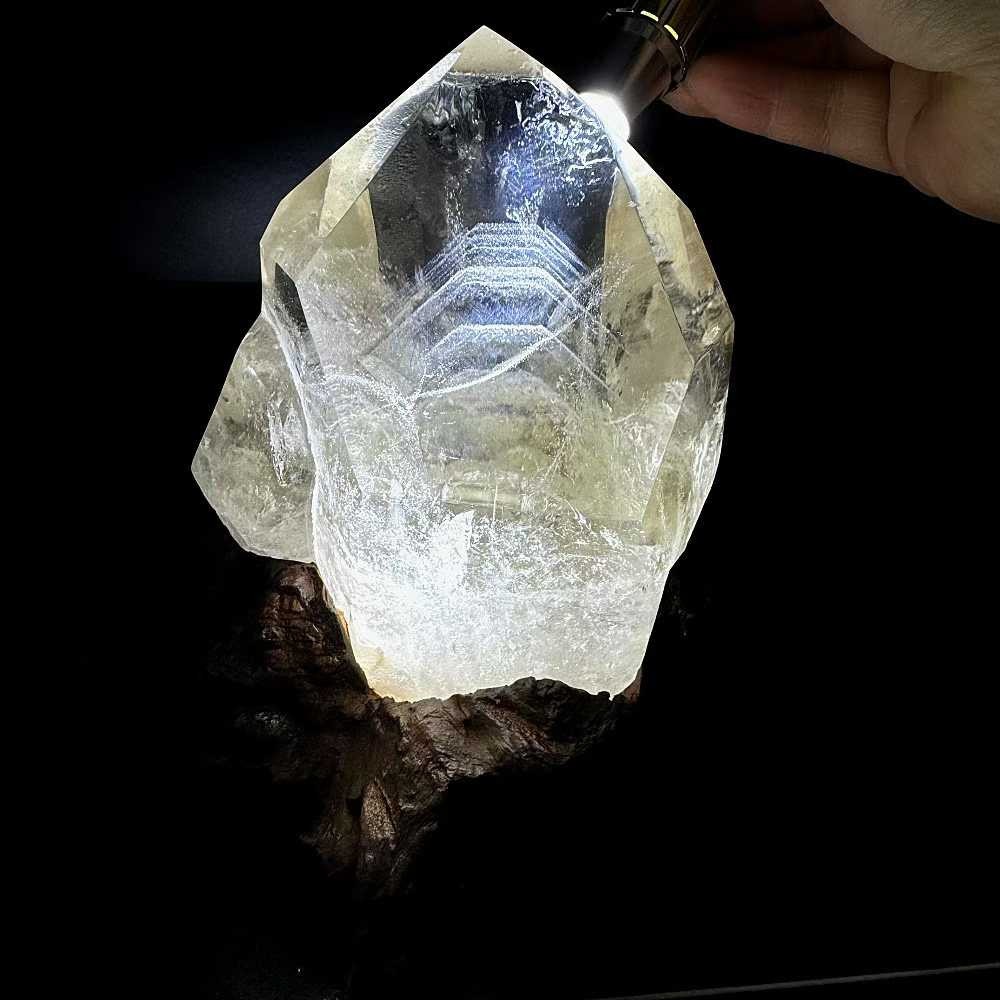 3.62LB Natural White Quartz Obelisk Energy Crystal Point Reiki Decor+Stand