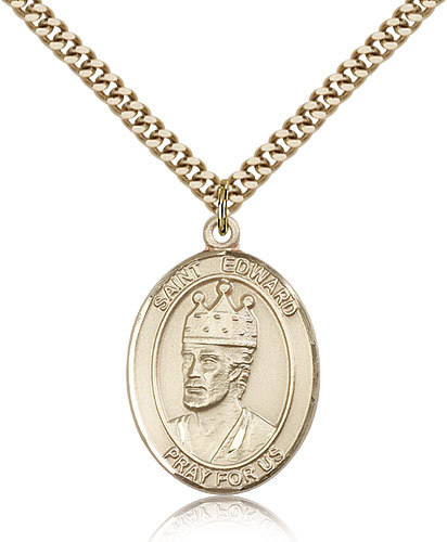 Saint Edward The Confessor Medal For Men – Gold Filled Necklace On 24 Chain …