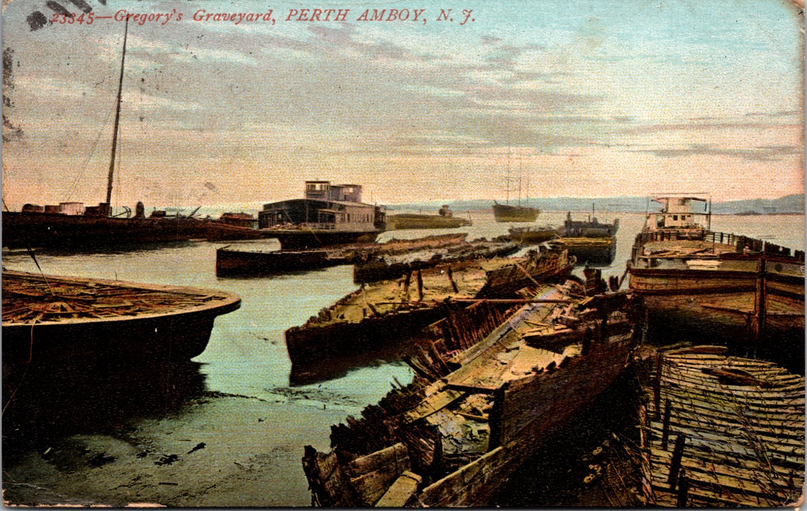 Gregory’s Graveyard Shipwrecks Perth Amboy New Jersey NJ UDB Postcard N33