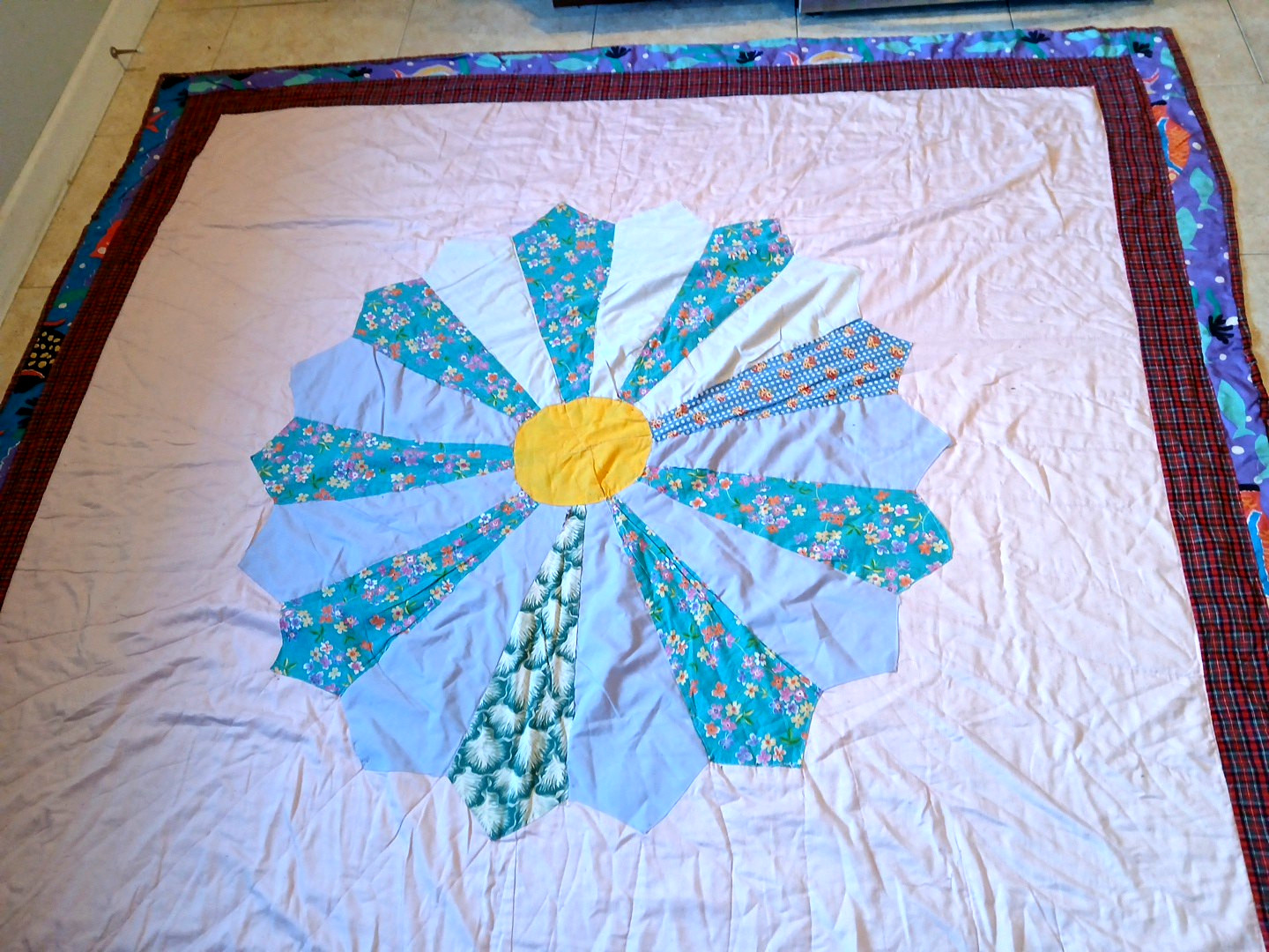 Vintage Handmade Patchwork Quilt, 86×82″