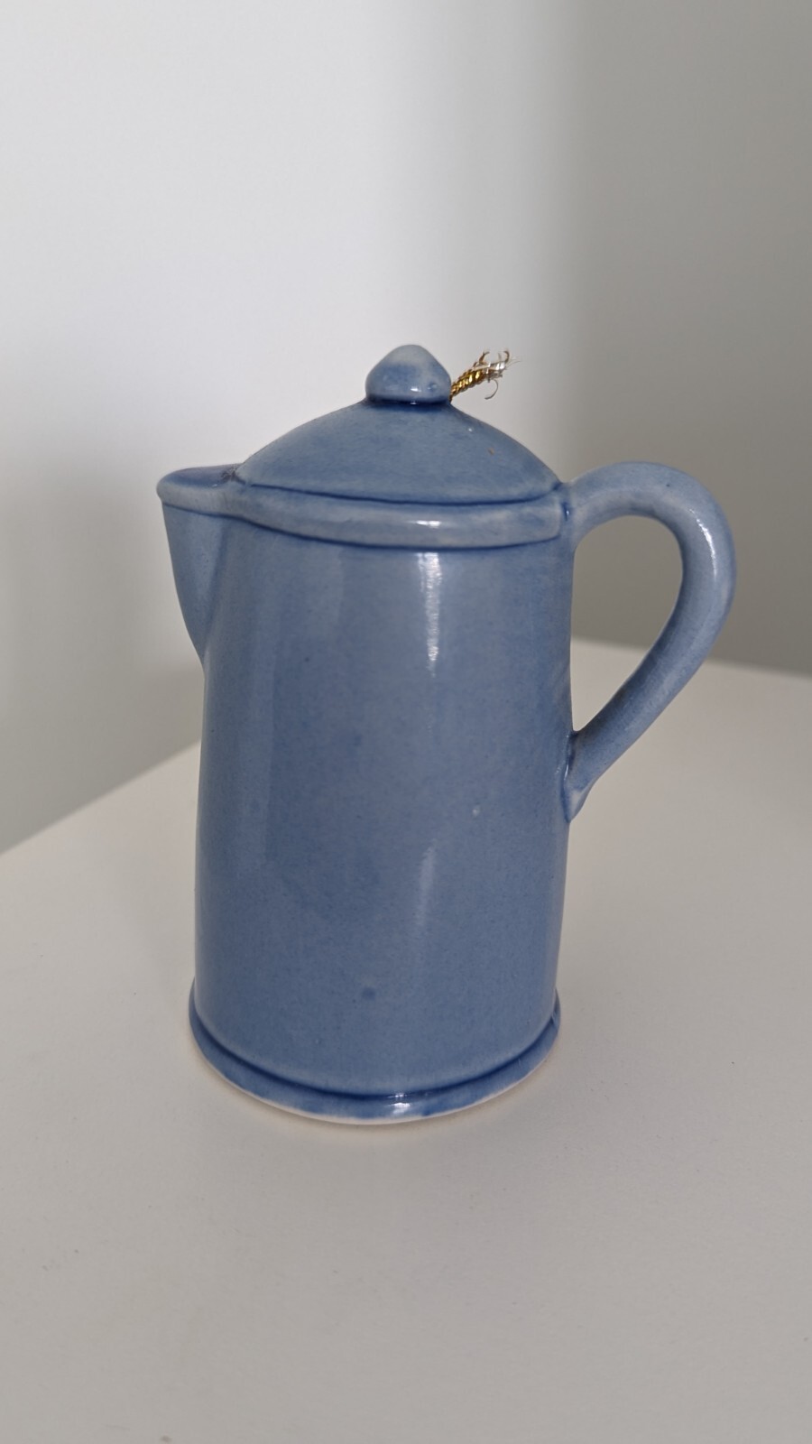 Jasco ROC Blue Porcelain Coffee Pot Bell Made in Taiwan Vintage 4.13″
