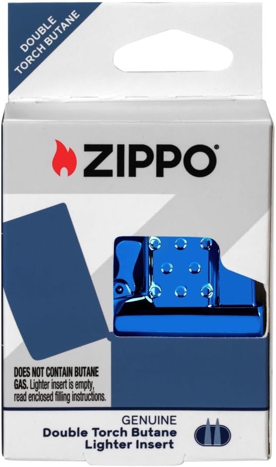 High Polish Blue Butane Lighter Insert Double Torch