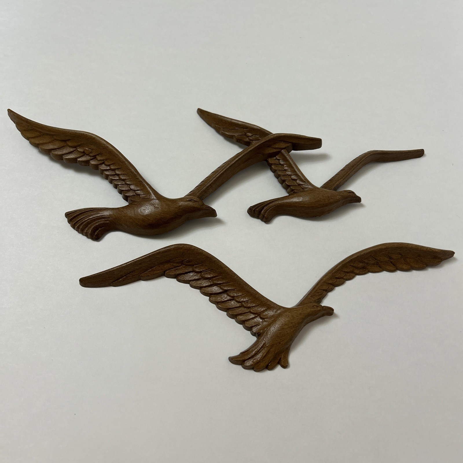 MCM Homco Birds Seagulls in Flight Wall Art Décor Plastic Resin Brown Vintage