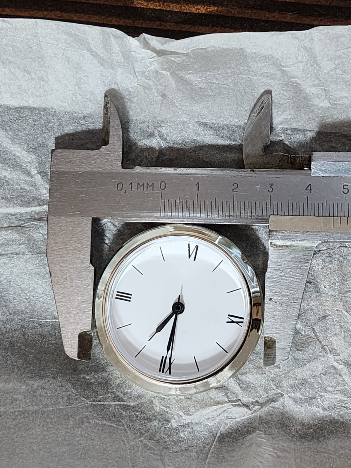 Mini Clock Insert 1 5/8inch 41mm Round Miniature Clock White Silver.