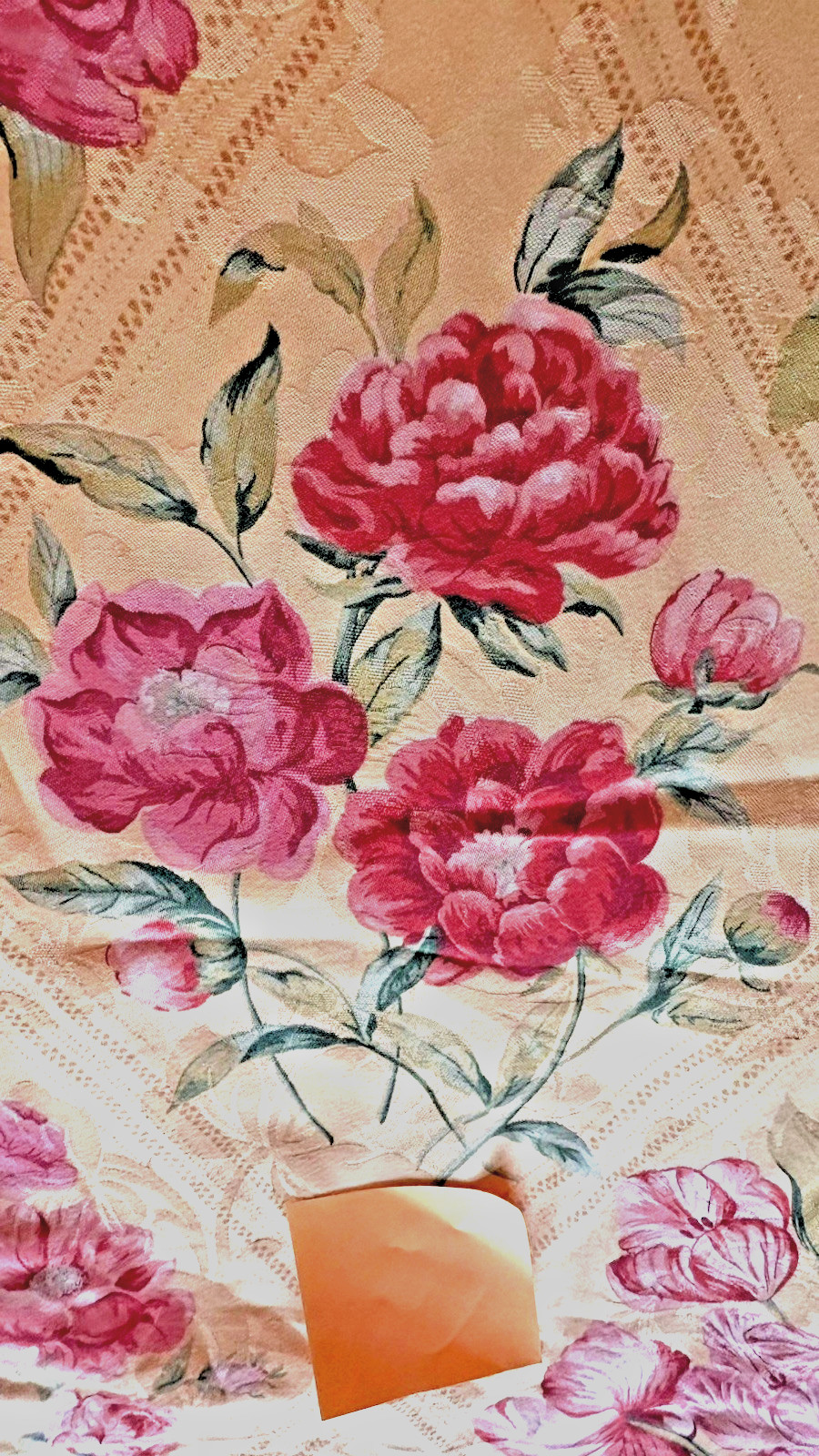 Curtain Panel Floral Damask Pattern Tulips Peonies Sweet Peas Sage W-50” L 97”