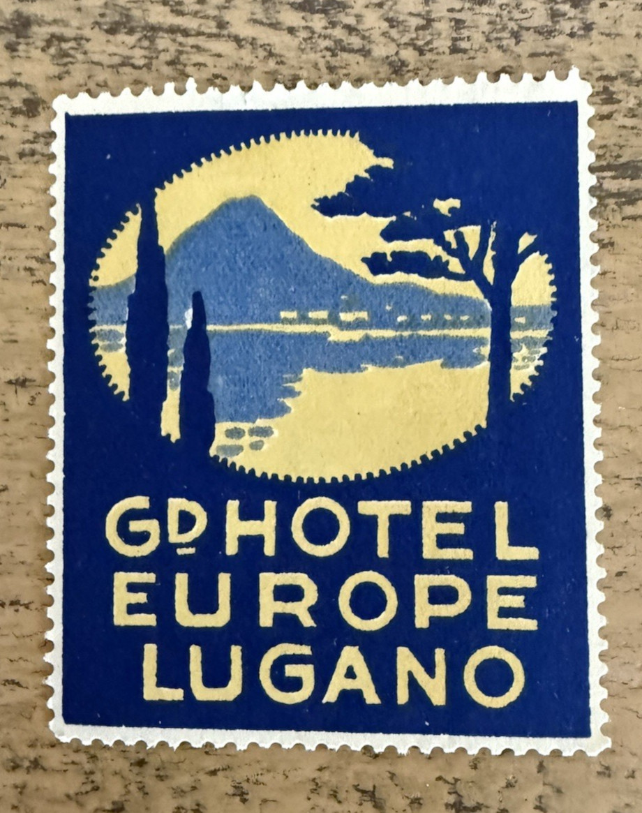 Grand Hotel Europe Lugano Stamp Luggage Label Vintage
