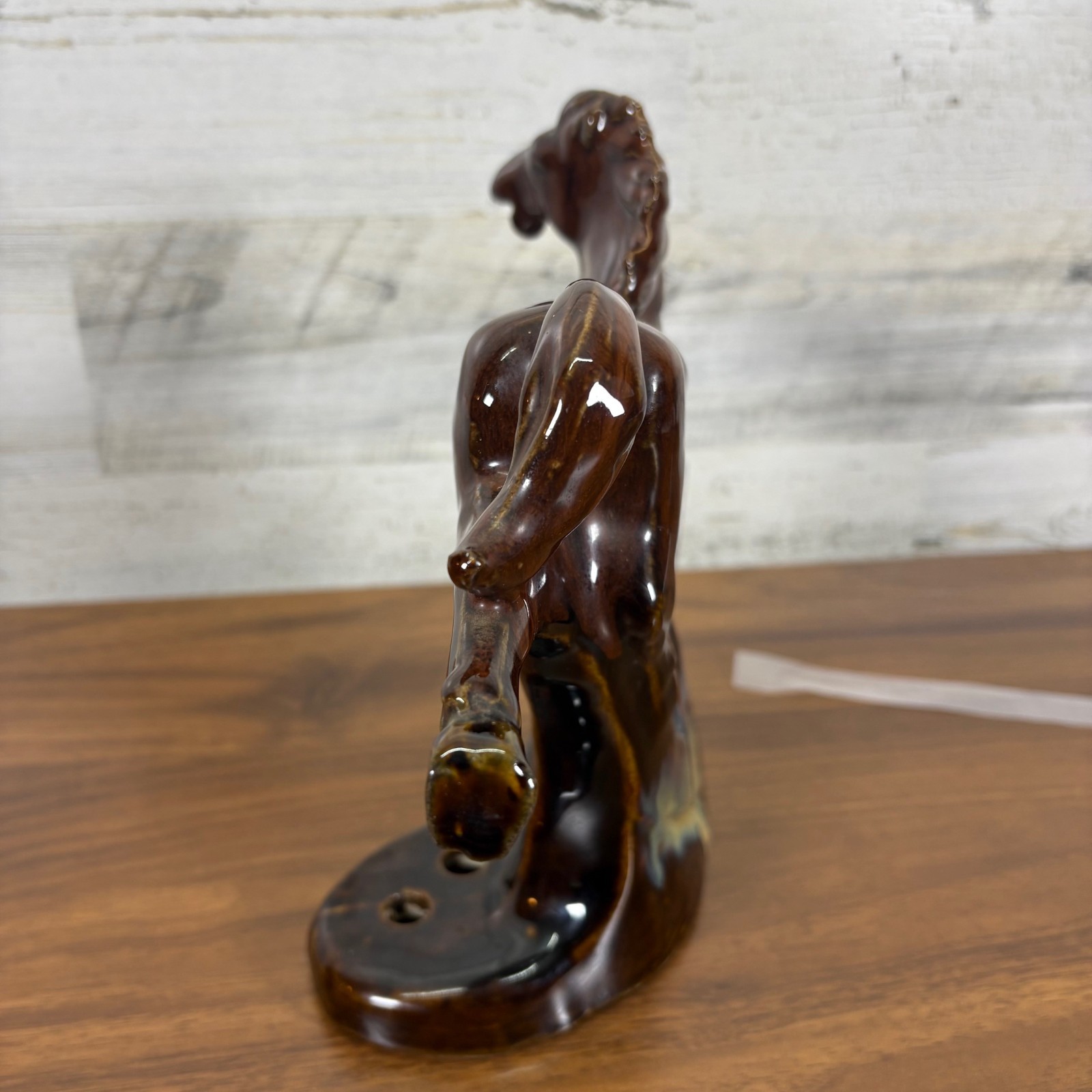 Rearing Horse Mid Century Modern Glazed Porcelain Statue Marked