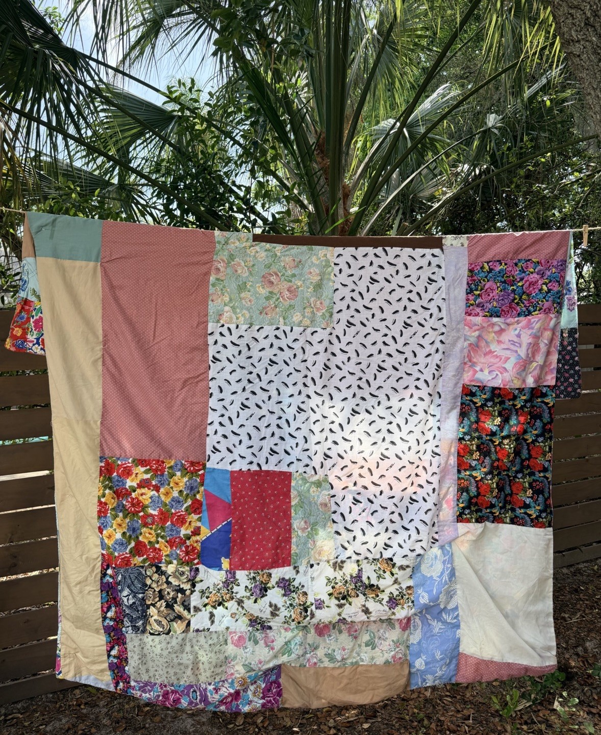 72×84 Vintage Summer Quilt CUTTER PIECES Patchwork Floral Boho Cottagecore AS IS
