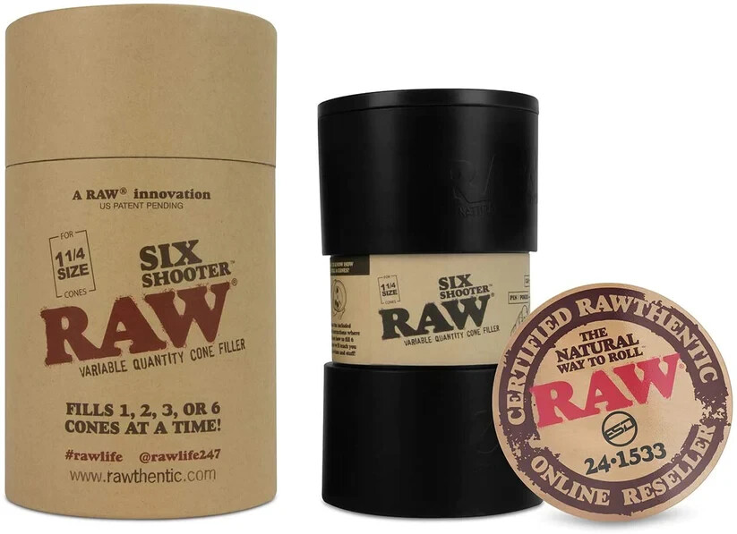 😎RAW SIX SHOOTER FOR 1 1/4 SIZ CONES✨CONE LOADER FILLING DEVICE UP TO 6 CONES💥
