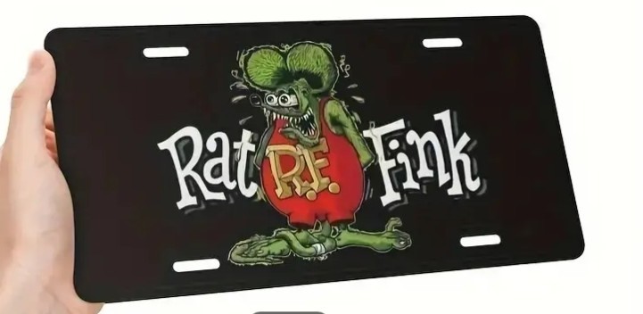 RAT FINK LICENSE PLATE HARD TO FIND RAT ROD STREET ROD ACCESSORY FLAT VERSION!