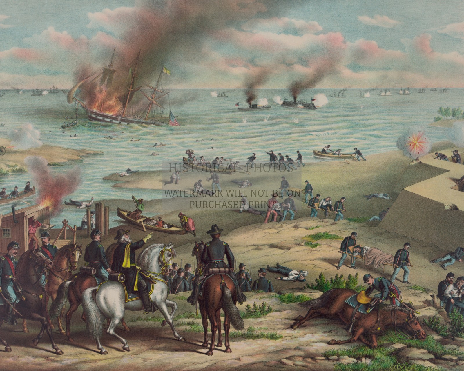 IRONCLAD BATTLE HAMPTON ROADS VIRGINIA 1862 CIVIL WAR 8X10 PHOTO