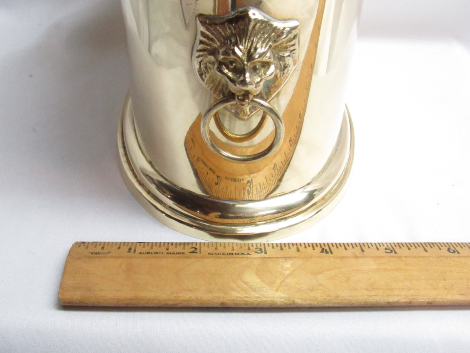 Vintage Solid Brass Oval Tea Caddy Decorative Lidded Box Lion Heads Regency