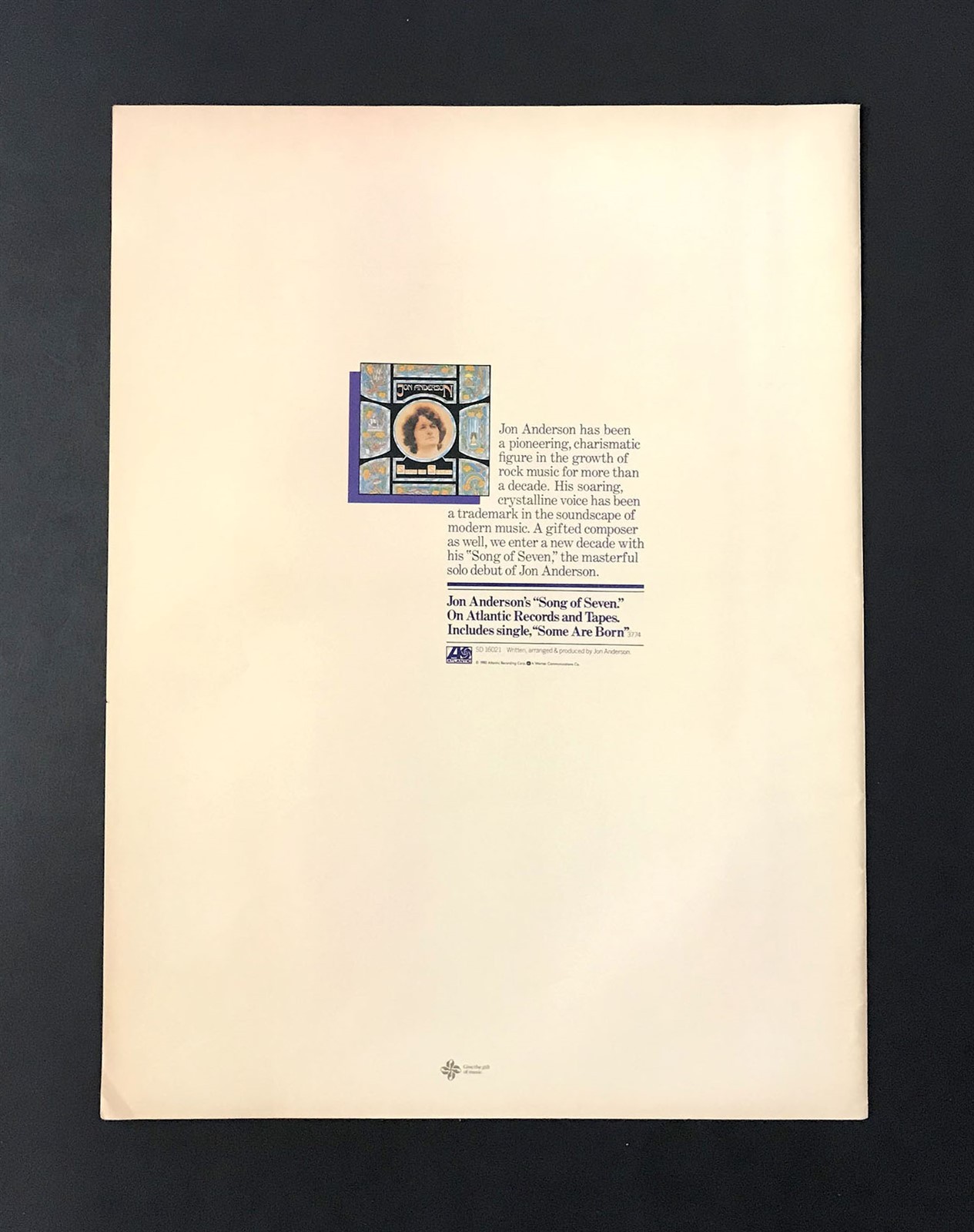 Jon Anderson Song Of Seven 1980 Short Print Poster Type Ad, Promo Advert (Yes)