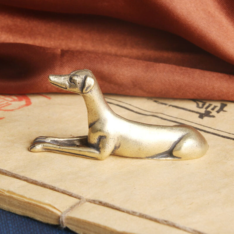 Solid Brass Dog Figurines Mini Statue Home Ornaments Animal Figurines Gift New