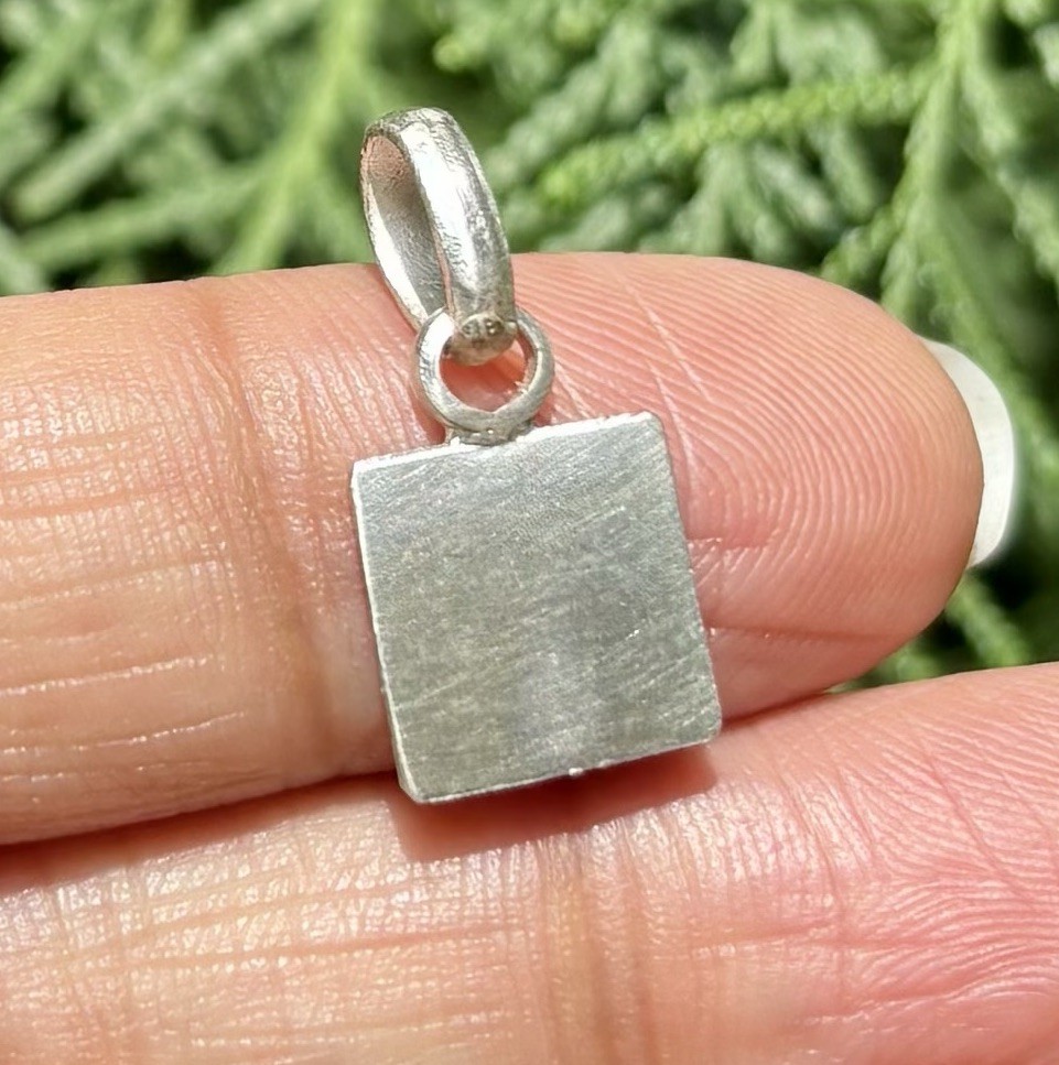 999 Pure Silver Hindu Religious Solid Silver Square Sheet Pendant 1 Pc 10 mm