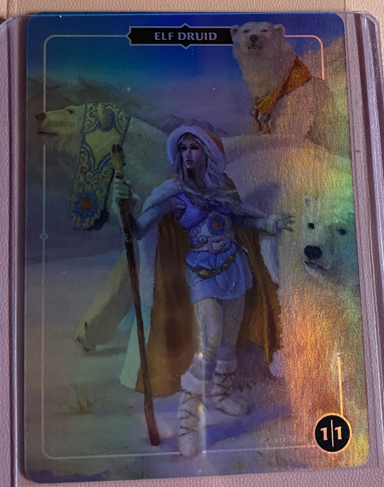 Elf Druid 1/1 Aaron Miller Collector Token Foil Card Trading Card