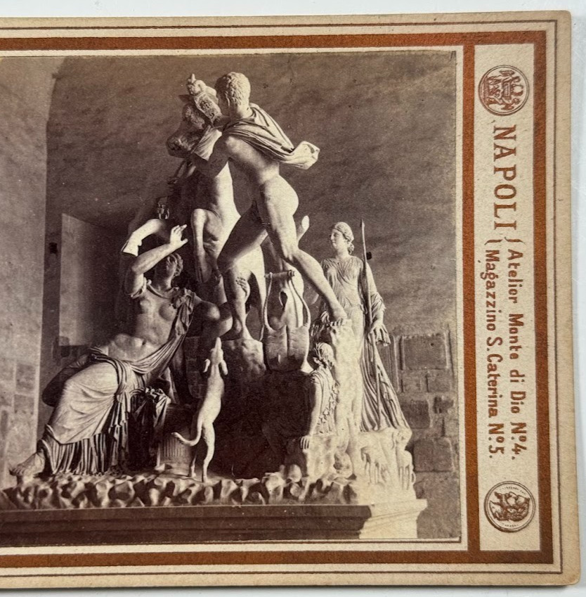 No 501. Torro Farnese Museum Napoli Hellenistic Statue Stereoview Italy