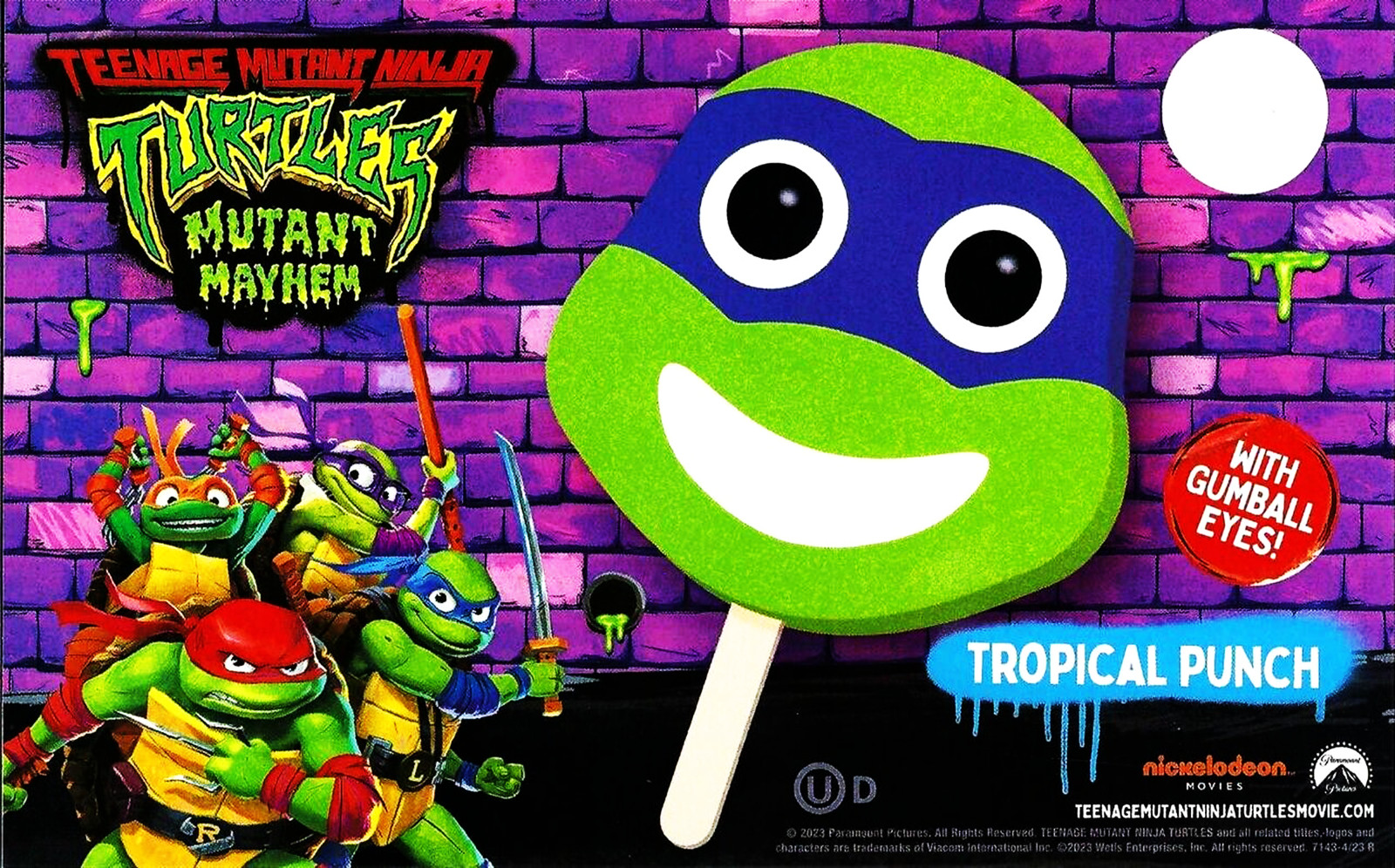 Ice Cream bar Ninja Turtles Character Face Tropical Punch, sticker 8″x5″
