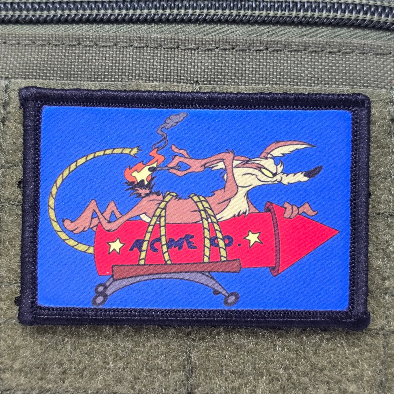Wile E Coyote Patch Moral Tactical Military Army USA Flag Hook & Loop 049