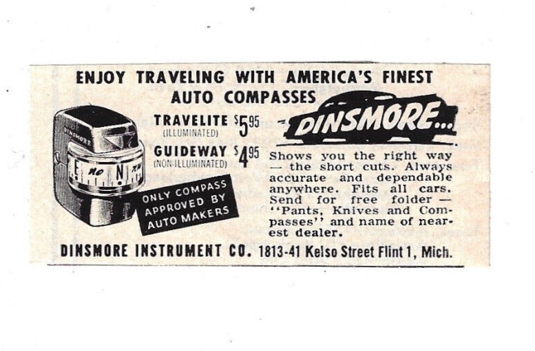Dinsmore Instrument Co Print Ad Vintage Advertisement Flint MI Michigan 1955