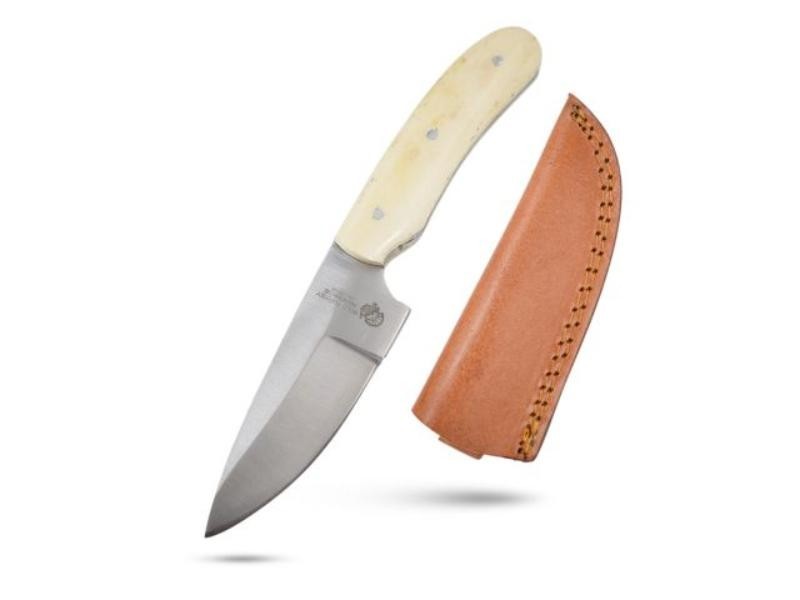 Wild Turkey 7.5” Knife Full-Tang Fixed Blade Real Bone Handle w/Leather Sheath