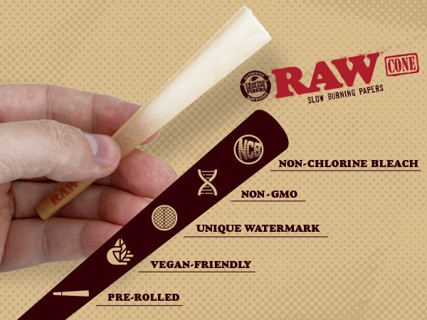 RAW Wide Pre-Rolled Tips 180 Count Bag | Natural Unrefined RAWthentic Filters