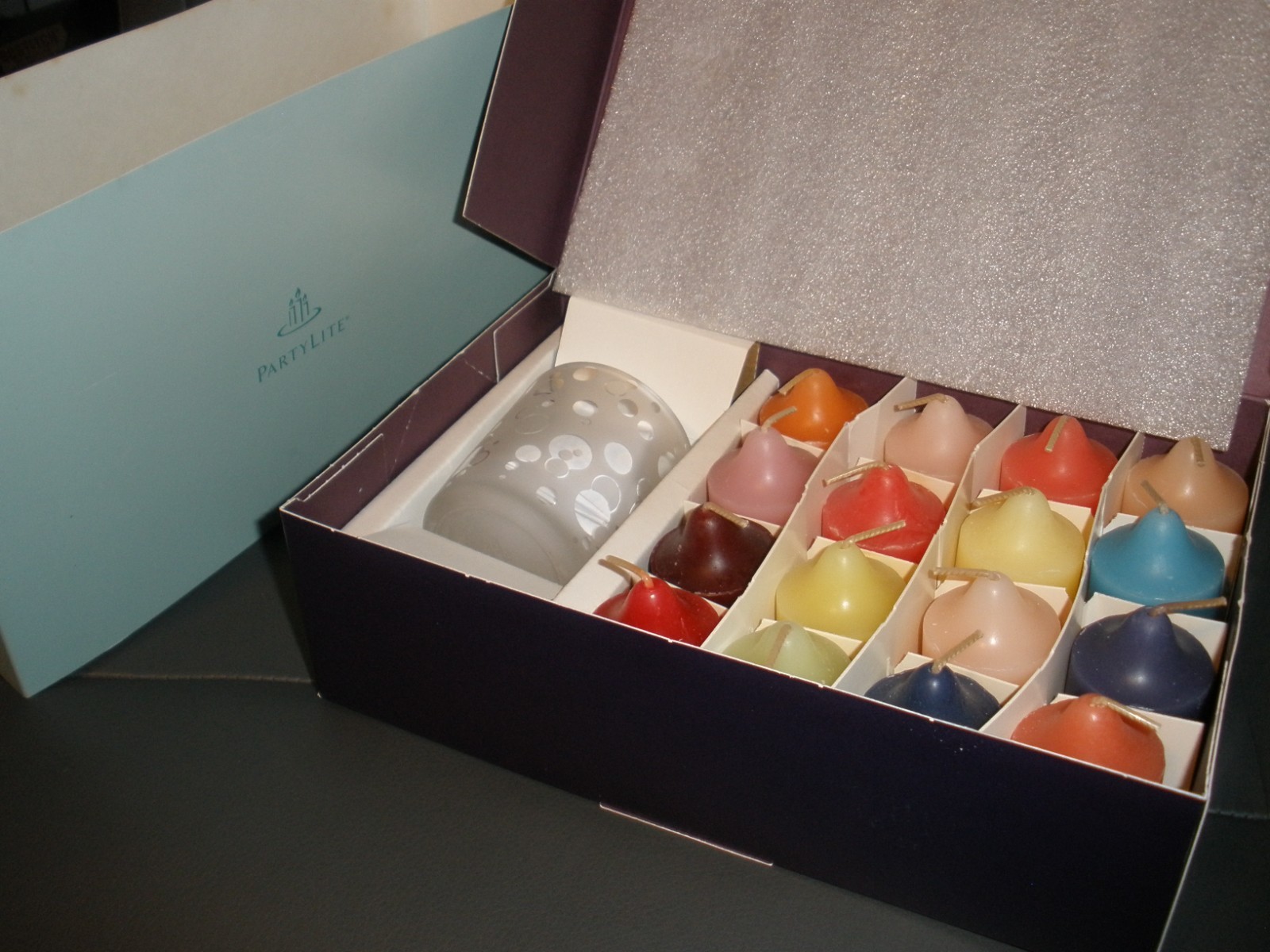 NEW PartyLite 35th Anniversary 2008 Multicolor Ball Candle Set w/ Holder15 Pack