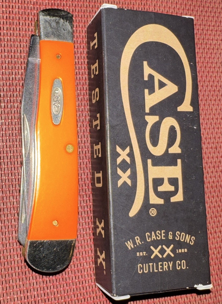 Case XX No 80500 Trapper Pocketknife Orange Synthetic SS 2-Blade Slipjoint
