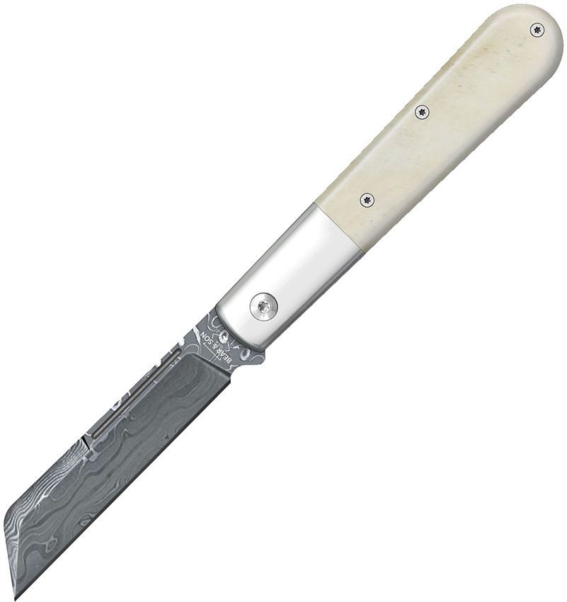 Bear & Son Modern Large Barlow Damascus Bone Folding Knife