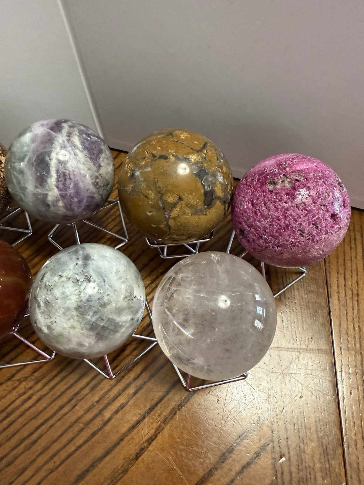 Massive Sphere Lot Mixed Materials With Stand