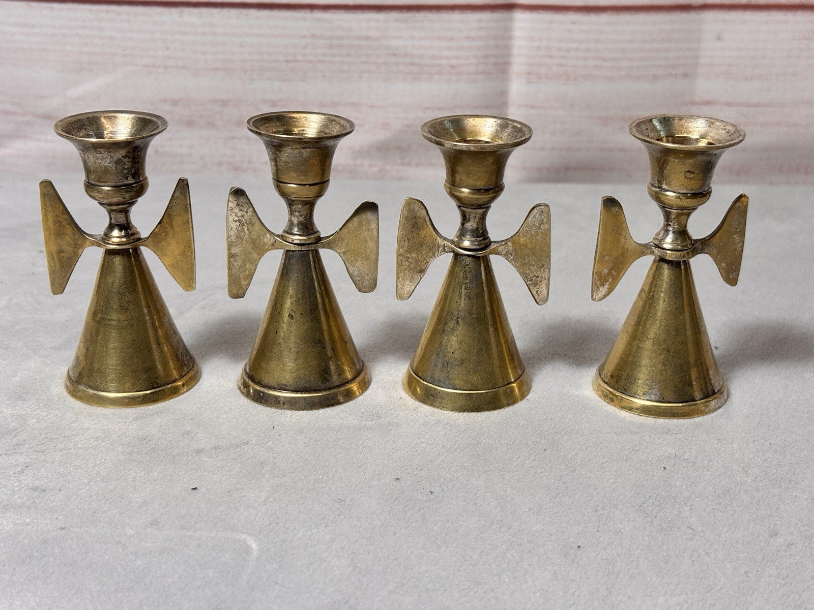 Vintage Brass Angel Candle Stick Holder Christmas Angel Made in India Lot Of 4