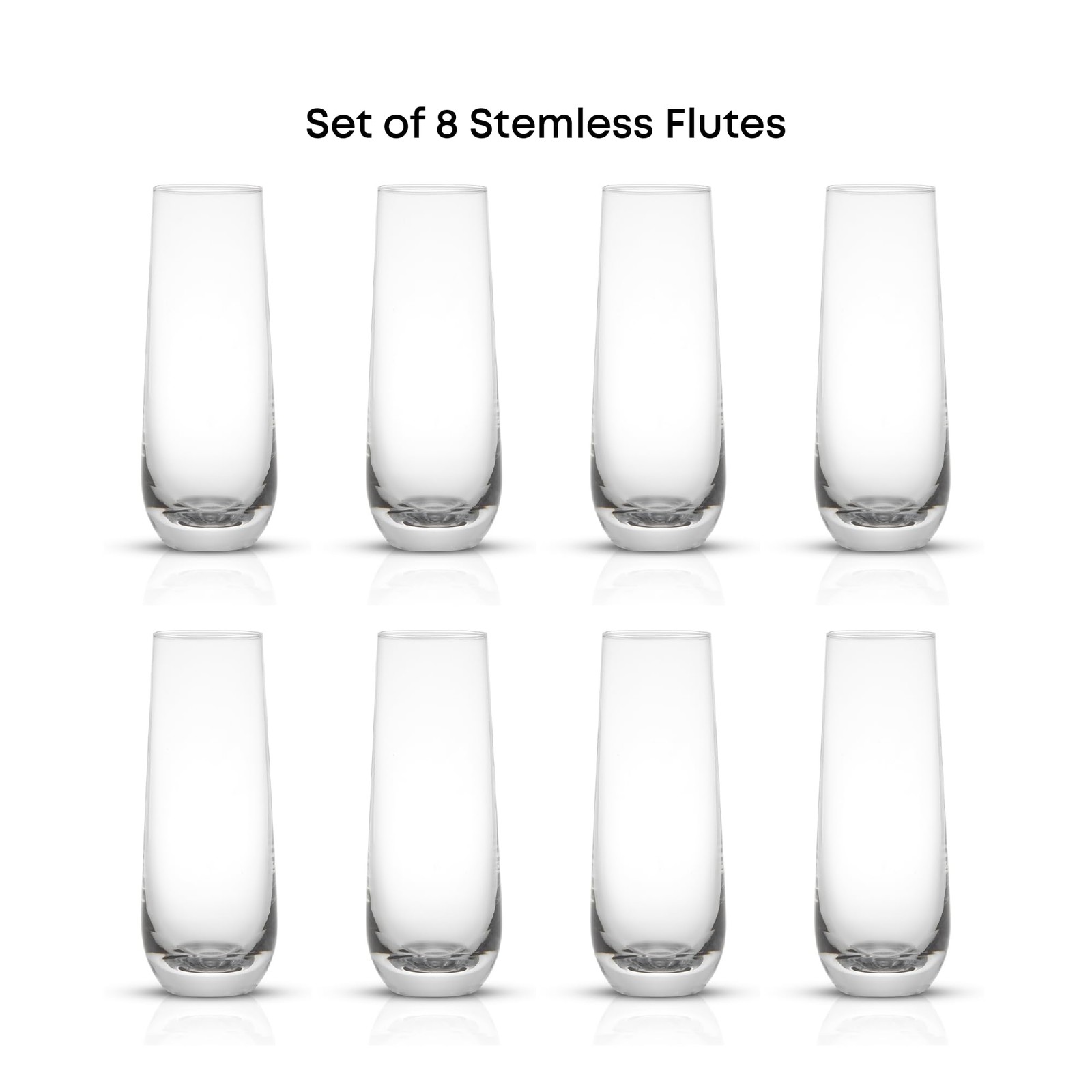 Joyjolt Milo Stemless Champagne Flutes Set Of 8 Crystal Glasses. 9.5Oz Prosecco