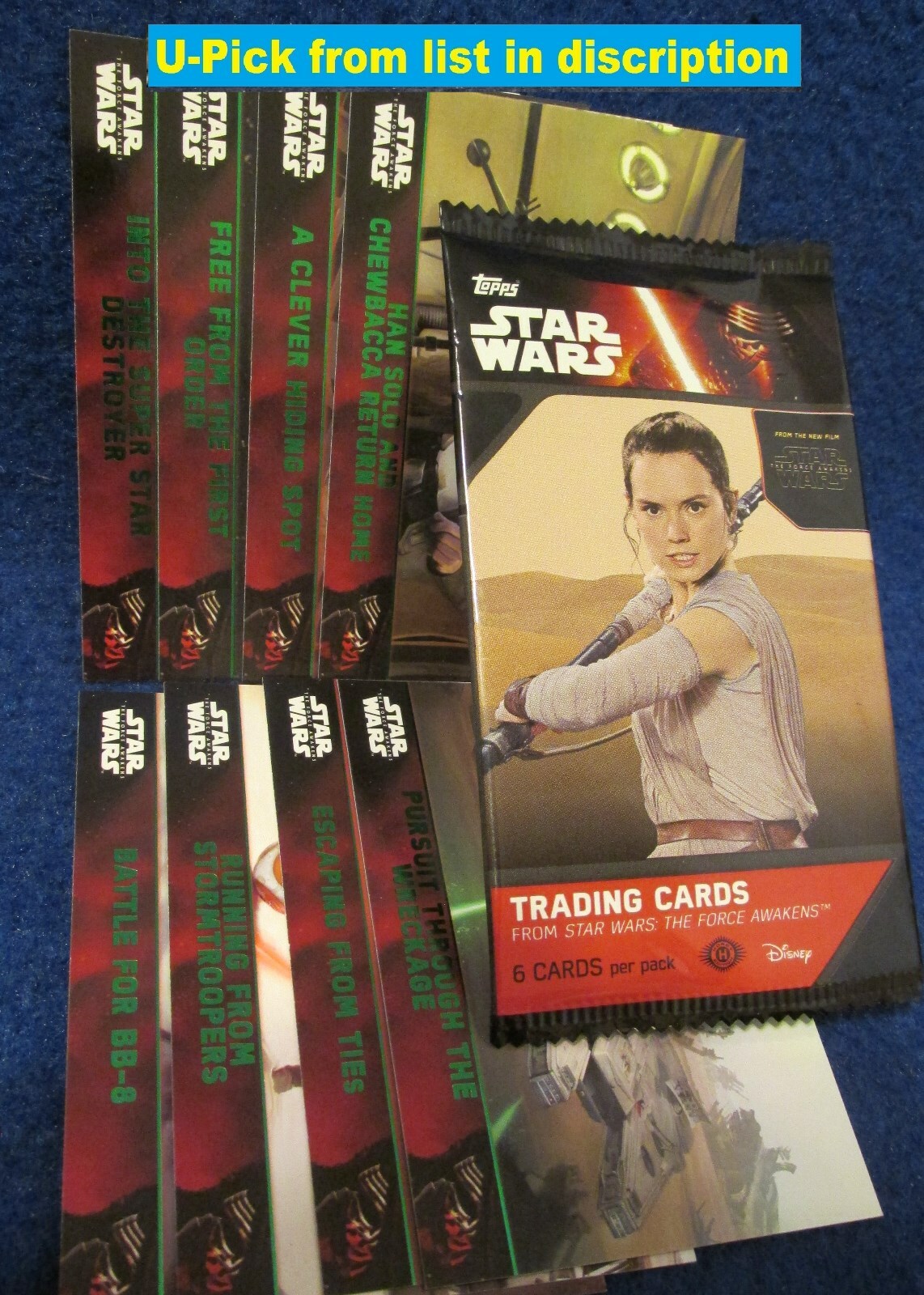 2015 TOPPS STAR WARS THE FORCE AWAKENS Green Parallel Cards (U-Pick-1)