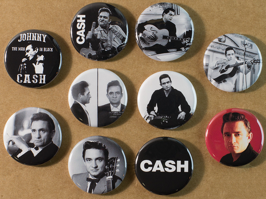 Johnny Cash Buttons Set of 10 Pins Badges Free Returns