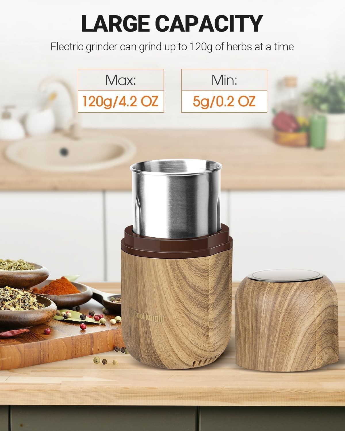 Efficient Electric Herb and Spice Grinder – Compact, Safe, Easy to Clean Design