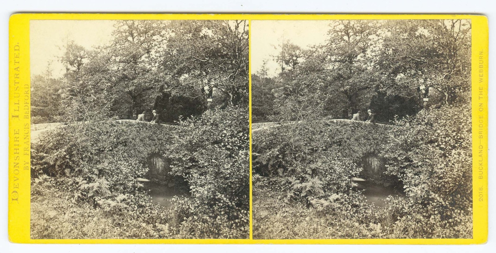 D1658~ ENGLAND–DEVON Buckland Bridge c.1860s Stereoview – F. Bedford