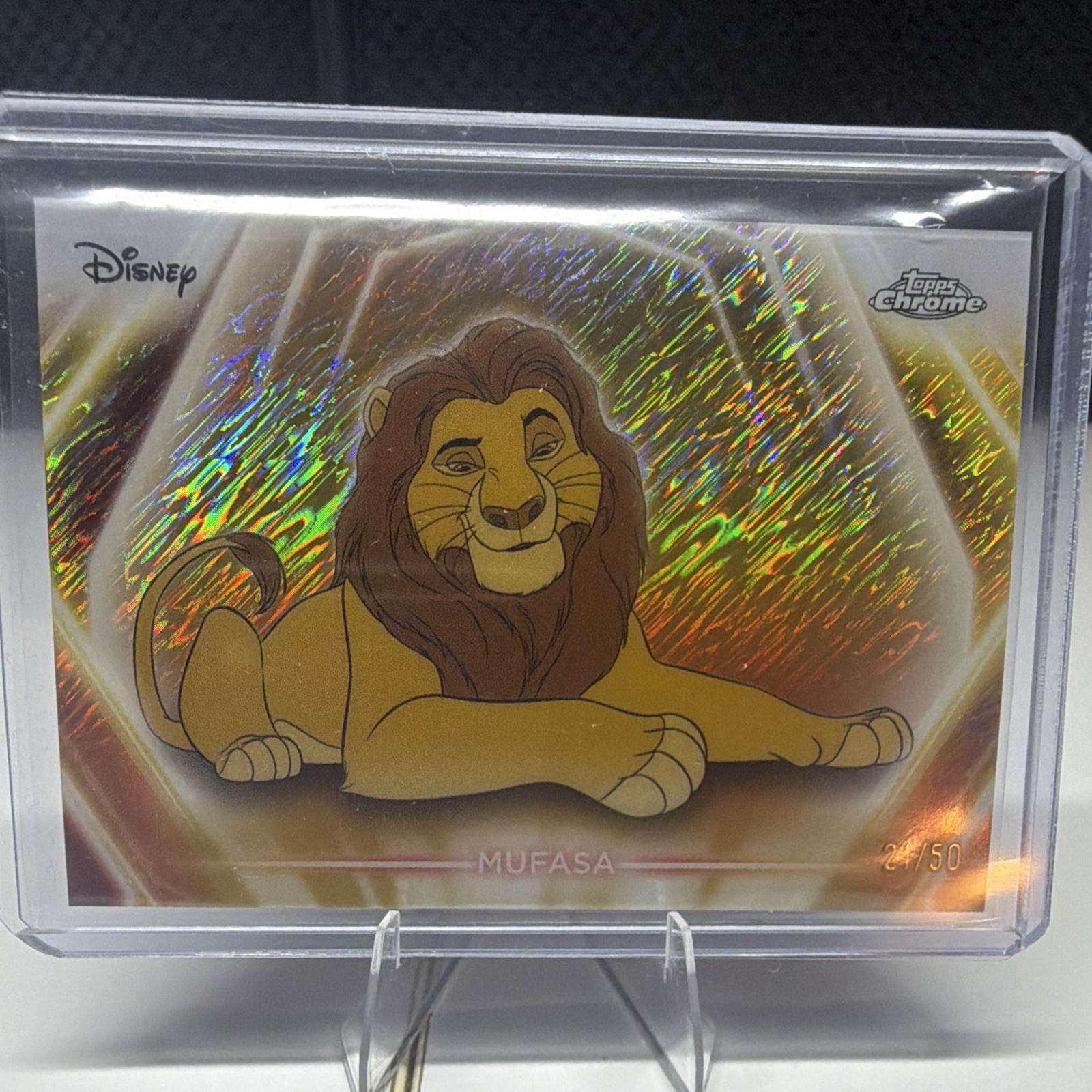 Topps 2026 DISNEY Chrome Mufasa CNE-40 Gold Shimmer Parallel Refractor #21/50 !