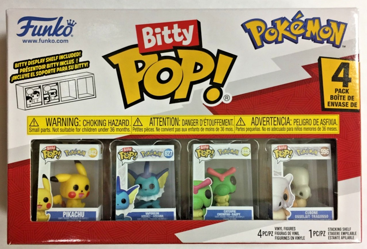 Funko Bitty POP! 4 Different Pokemon Set of 4 in 1 Pack Pikachu Vaporeon Cubone