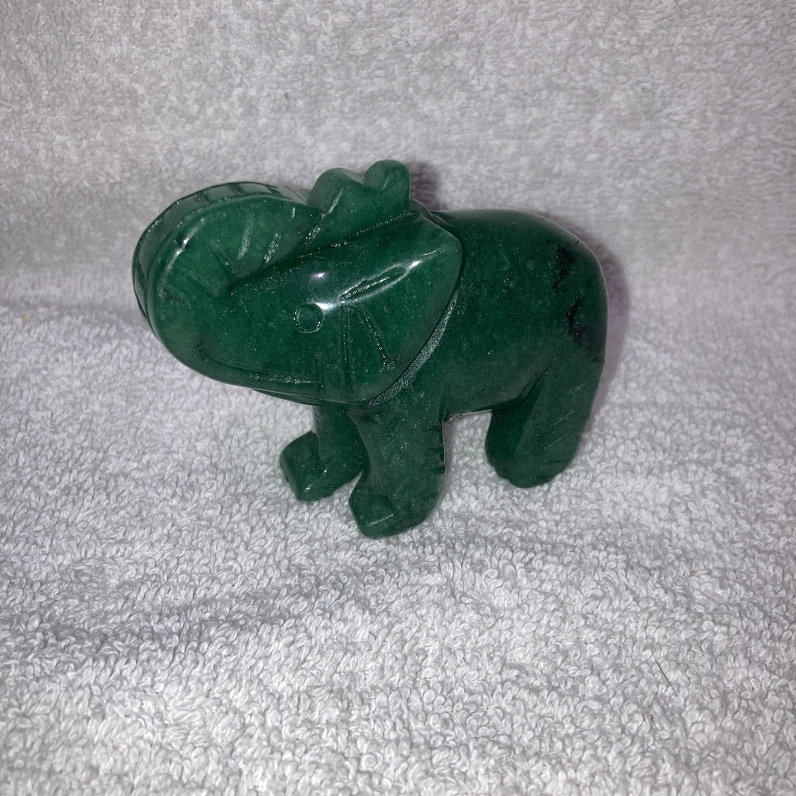 Nephrite Jade Vintage Hand Carved Elephant Figurine Good Luck Charm 3 x 2.5 In