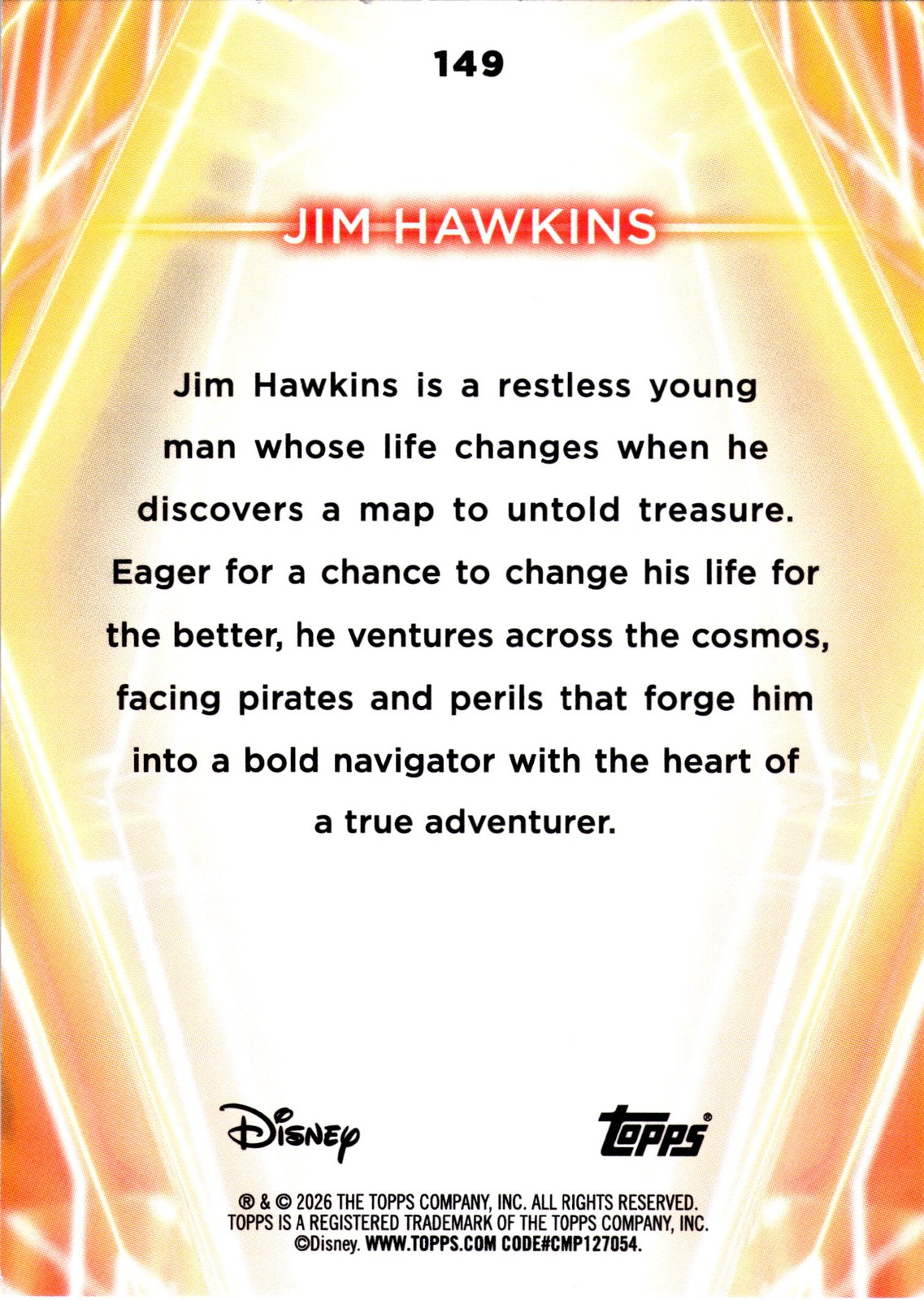 2026 Topps Disney Neon Jim Hawkins #149 Treasure Planet