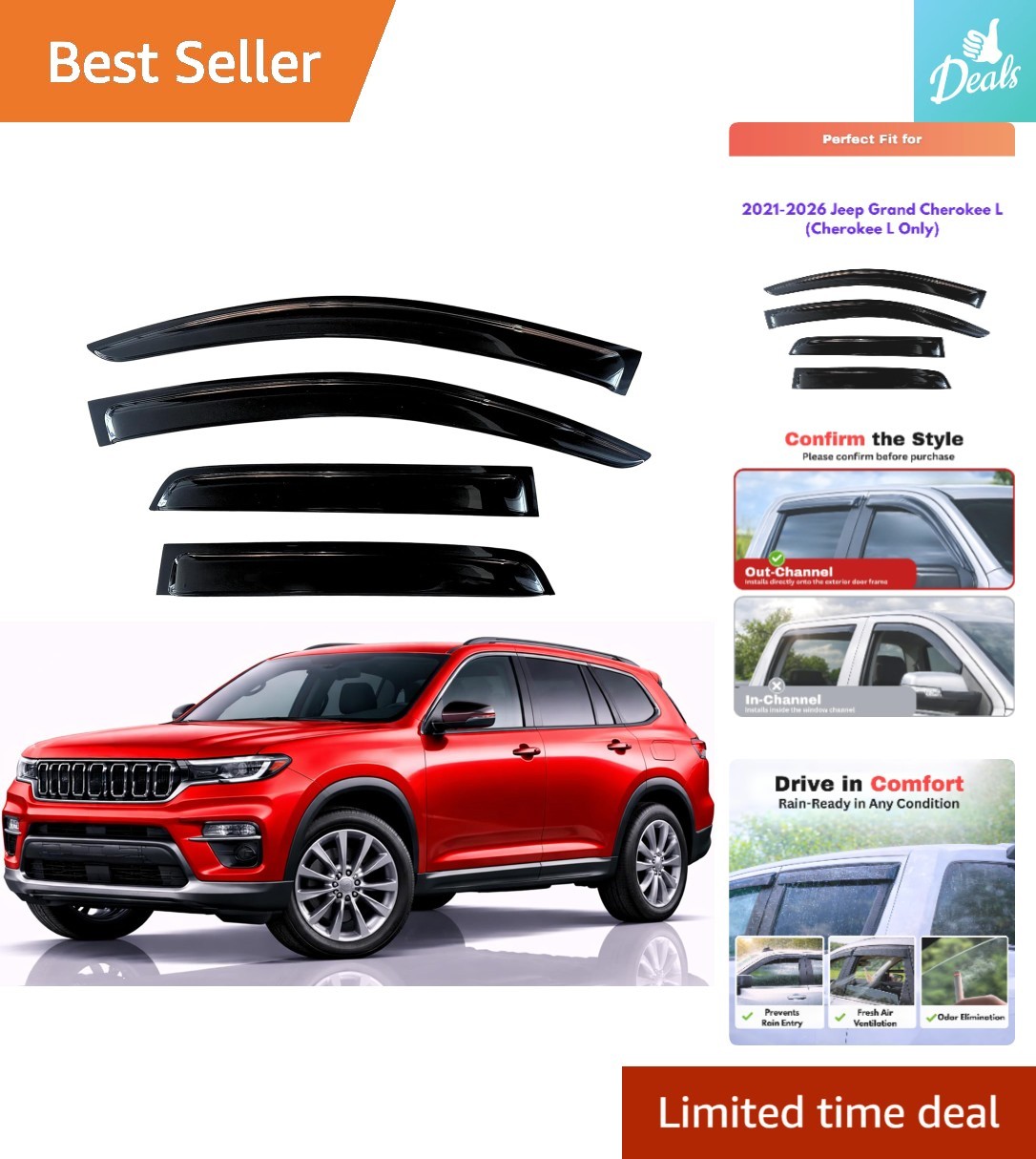 Durable Rain Guards for 2021-2026 Jeep Grand Cherokee L – Vehicle Specific Fit